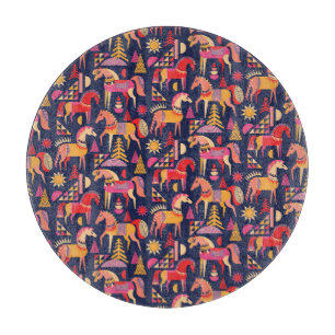 Tabla De Cortar Caballos escandinavos: Diseño Decorativo y Seamles