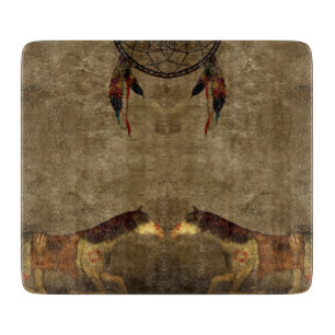 Tabla De Cortar Caballos nativos estadounidenses y cazadores de su