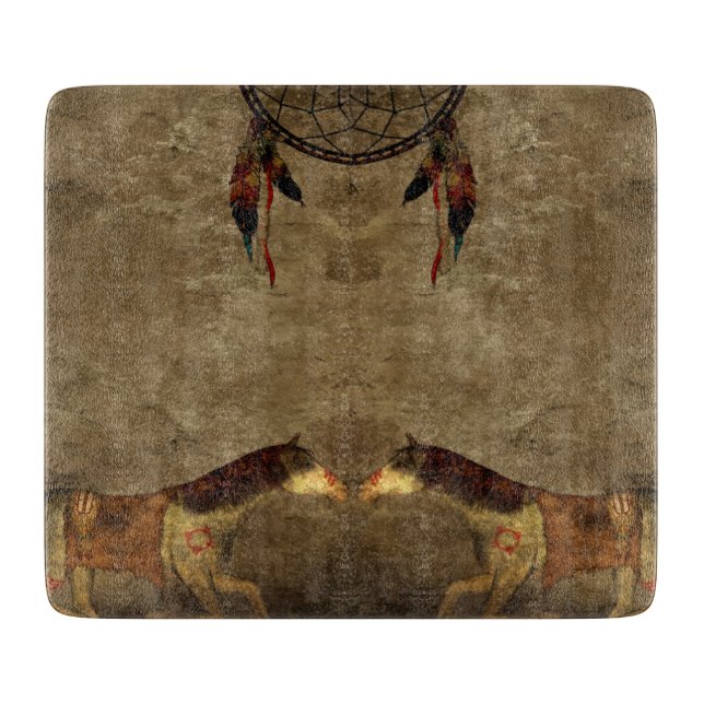 Tabla De Cortar Caballos nativos estadounidenses y cazadores de su (Anverso)