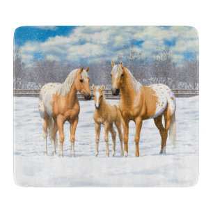 Tabla De Cortar Caballos Palomino Appaloosa De Nieve