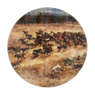 Tabla De Cortar Caballos Salvajes: Majestad Animal Artístico.