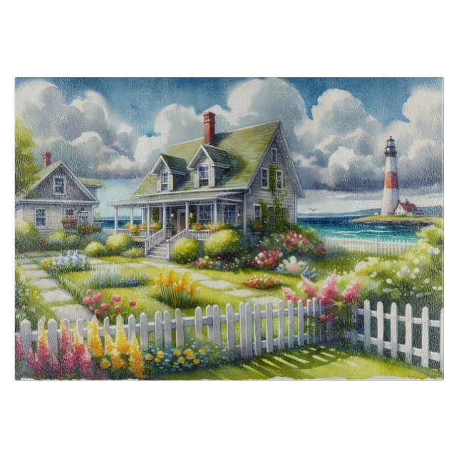 Tabla De Cortar Cabaña con vista al faro (Anverso)