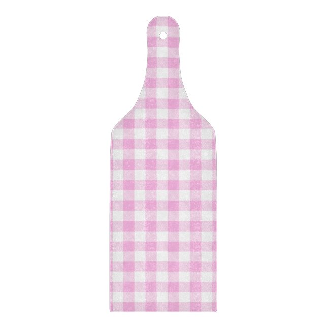Tabla De Cortar Cabaña de Campo Cocina Cuadro Rosa (Anverso)