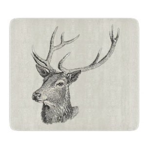 Tabla De Cortar Cabeza de cerdo con anillos de arte blanco y negro