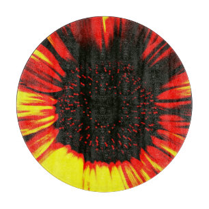 Tabla De Cortar cabeza de semilla de girasol y pétalos contempor
