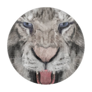 Tabla De Cortar Cabeza de Tigre Blanco Estética de Vida Silvestre