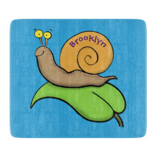 Tabla De Cortar Caca, caracol feliz en un ilustracion personalizad