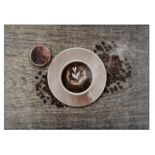 Tabla De Cortar Cacao caliente y frijoles de cacao
