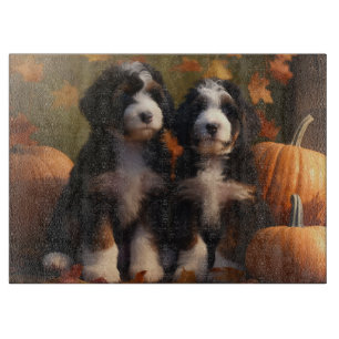 Tabla De Cortar Cachorro Bernedoodle Otoño Delicia Calabaza