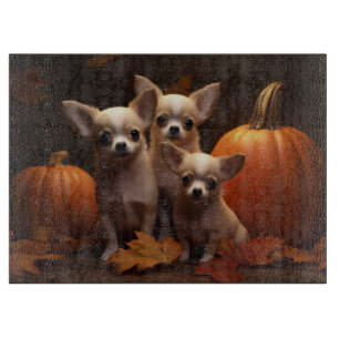 Tabla De Cortar Cachorro Chihuahua Delicia de Otoño Calabaza