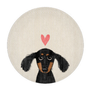 Tabla De Cortar Cachorro de Dachshund Adorable con Corazón