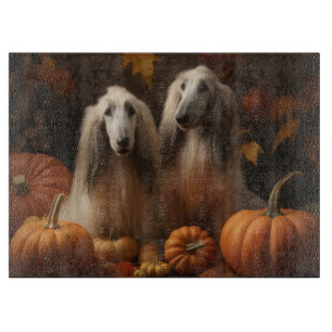 Tabla De Cortar Cachorro de galgo afgano Otoño Delicia Calabaza