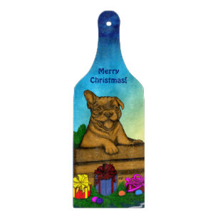 Tabla De Cortar Cachorro en una caja , Feliz Navidad