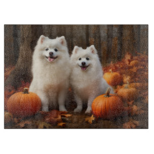 Tabla De Cortar Cachorro Eskimo Americano Otoño Delicia Calabaza