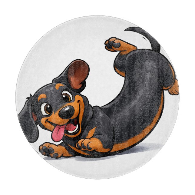 Tabla De Cortar Cachorro juguetón de raza Dachshund  (Anverso)