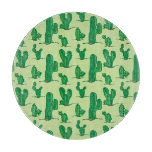 Tabla De Cortar Cactus dibujado a mano: patrón sin costura.