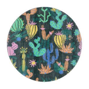 Tabla De Cortar Cactus dibujado a mano: sin costuras escandinavas.