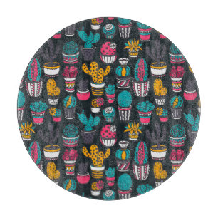 Tabla De Cortar Cactus dibujado mano en modelo del estilo del