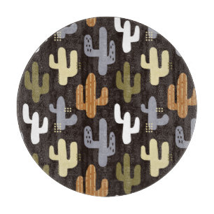 Tabla De Cortar Cactus escandinavos, fondo vintage sin costuras.