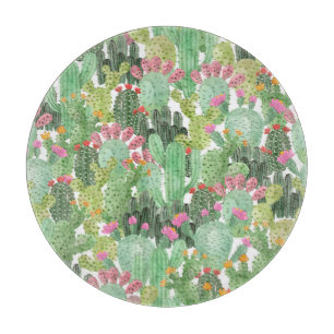 Tabla De Cortar Cactus pintado a mano: verde desierto