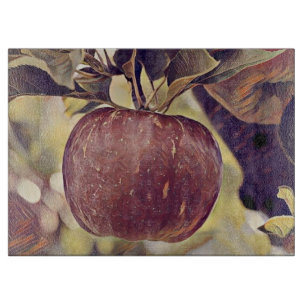 Tabla De Cortar Caer manzana roja y dejar acuarela