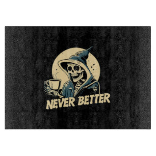 Tabla De Cortar Café de Halloween Esqueleto