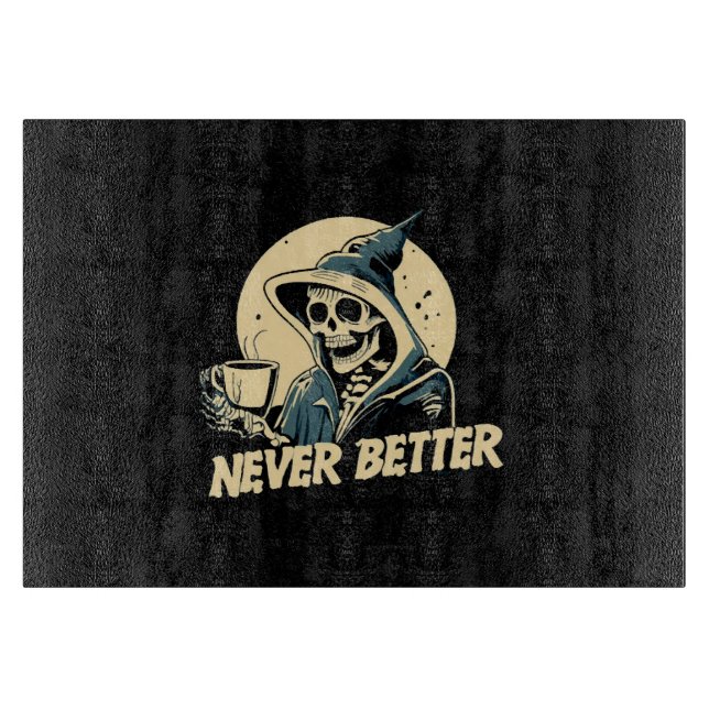 Tabla De Cortar Café de Halloween Esqueleto (Anverso)