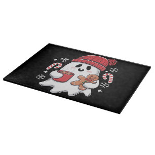Tabla De Cortar Café helado de Navidad fantasma lindo retro café d