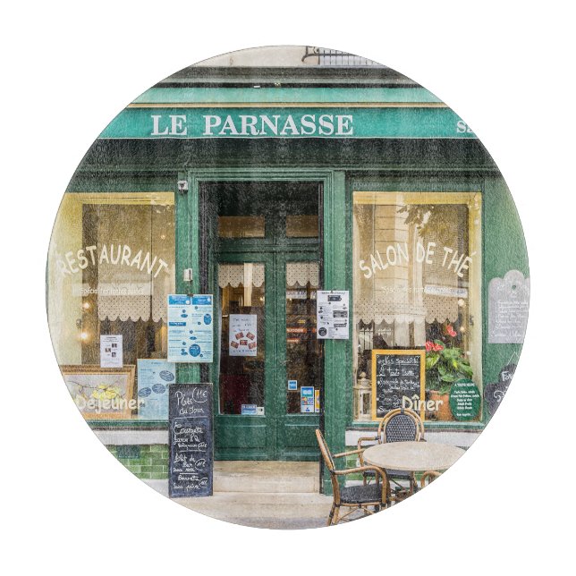 Tabla De Cortar Cafés franceses: La acogedora escena de Versalles. (Anverso)