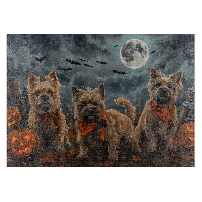 Tabla De Cortar Cairn Terrier Halloween Espeluznante (Anverso)