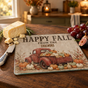Tabla De Cortar Calabaza Camioneta Roja Vintage Feliz Personalizad