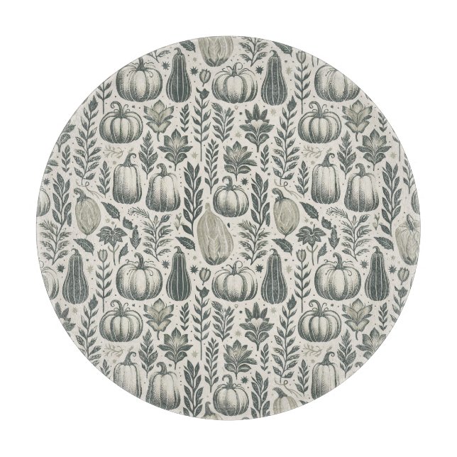Tabla De Cortar Calabaza de Otoño Estampado Neutro (Anverso)