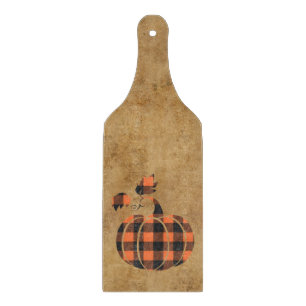 Tabla De Cortar Calabaza De Otoño Naranja Y Negro Tapado En Otoño