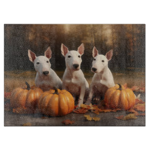 Tabla De Cortar Calabaza deslumbrante del otoño con cachorro de ca