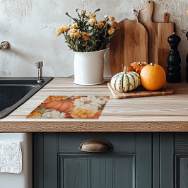 Tabla De Cortar Calabaza floral de otoño