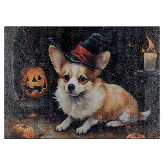 Tabla De Cortar Calabazas Corgi Halloween Espeluznantes (Anverso)