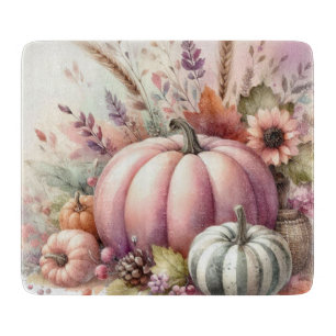 Tabla De Cortar Calabazas de otoño de colores pastel pintura acuar