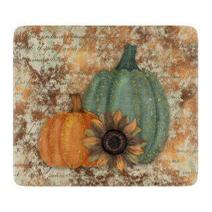 Tabla De Cortar Calabazas de otoño naranja y azul verdoso