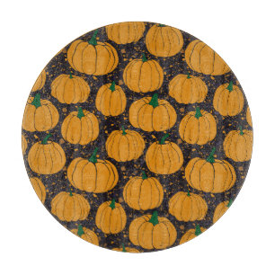 Tabla De Cortar Calabazas de Terrazzo, patrón de cosecha otoño.