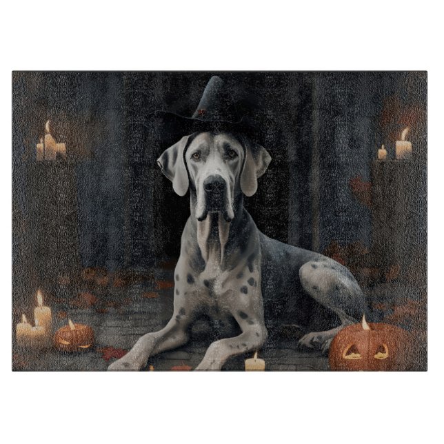Tabla De Cortar Calabazas Great Dane Halloween Flip Espantoso (Anverso)