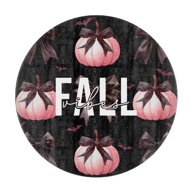 Tabla De Cortar Calabazas Rosadas de Otoño Patrón  (Anverso)