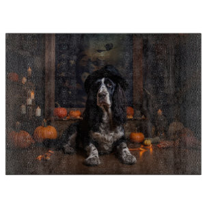 Tabla De Cortar Calabazas Spaniel de Caza Inglés Halloween Asustad