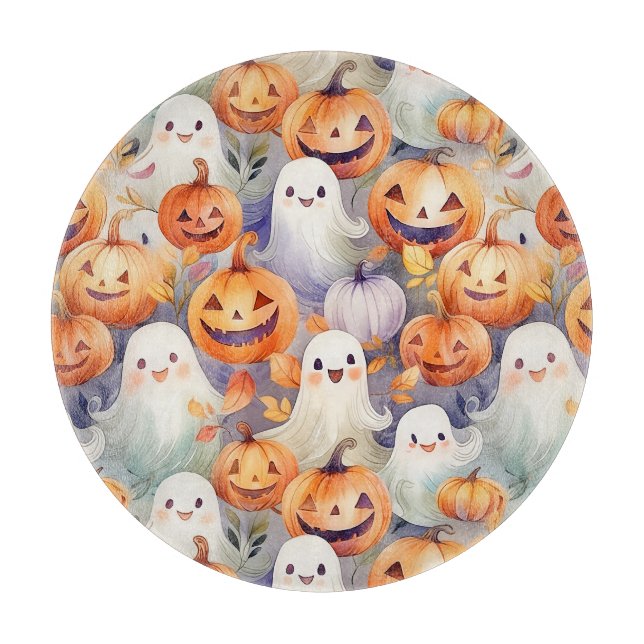 Tabla De Cortar Calabazas y fantasmas de Halloween (Anverso)
