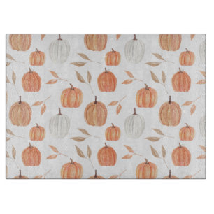 Tabla De Cortar Calabazas y Hojas de Otoño