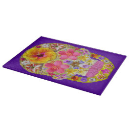 Tabla De Cortar Calavera de flores 4 - Tropical