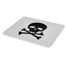 Tabla De Cortar Calavera de pirata negra sobre fondo blanco