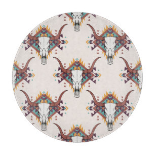 Tabla De Cortar Calavera de toros tribales: Boho Seamless