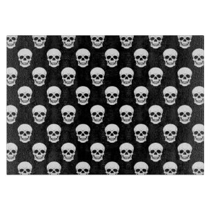Tabla De Cortar Calavera Patrón Negro Y Blanco Halloween