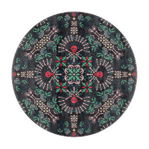 Tabla De Cortar Calaveras de Paisley: huella de bandana vintage.