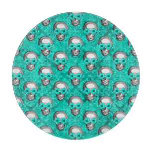 Tabla De Cortar Calaveras de Turquesa y Diseño de la Serie Girasol